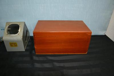 LOT 43. VINTAGE VIEW MASTER, SLIDE VIEWER AND WOOD BOX