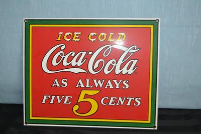 LOT 64. METAL COCA COLA SIGN  (ANDY ROONEY REPRODUCTION)