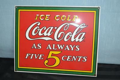 LOT 64. METAL COCA COLA SIGN  (ANDY ROONEY REPRODUCTION)