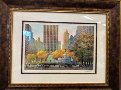 New York Pulitzer Fountain Lithograph by Alexander Chen