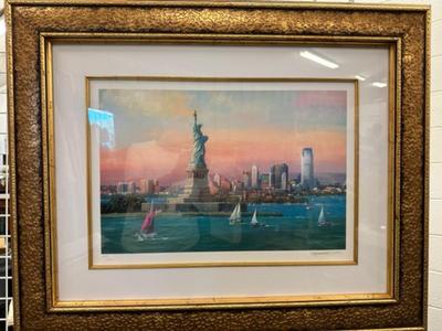 Statue of Liberty Jersey City Litho by Alexander Chen