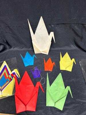 Vintage Made in Japan Paper Origami Crane Hanging Party Decor