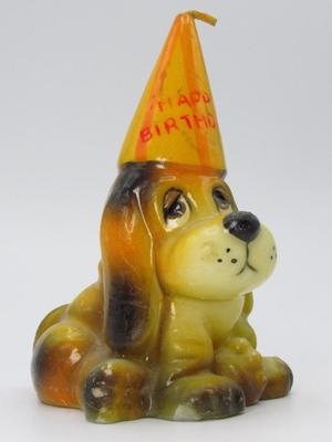 Unused Vintage Cute Sitting Dog Happy Birthday Birthday Cake Topper Candle