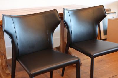 Two Leather Wing Back Side Chairs - From Eclectic Homes