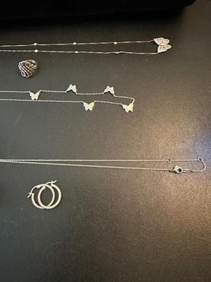 LOT 123 STERLING AND SILVER PLATED JEWELRY