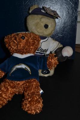 LOT 141.  PADRES AND SAN DIEGO CHARGERS PLUSH BEAR