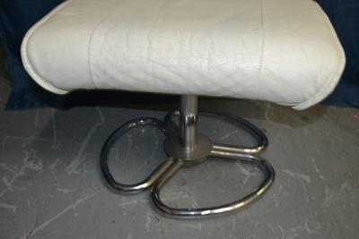 LOT 151 KEBE MADE IN DENMARK WHITE LEATHER AND CHROME OTTOMAN
