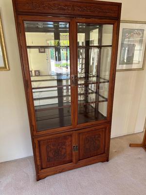 LOT 2:  LIGHTED DISPLAY /CHINA CABINET  ASIAN STYLE CABINET