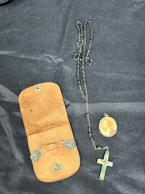 Vintage Religious Spiritual Charm Medallions Rosary in Pocket Size Pouches