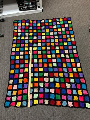 Vintage Retro Colorful Crochet Afghan Lap Throw Blanket