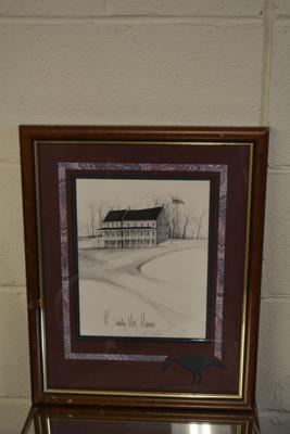 Local P. Buckley Moss Framed & Matted Black + White Museum Signed Print '89