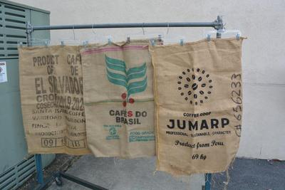 Lot of 3 Burlap Coffee Bean Bags - AS IS