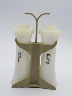 Vintage Tupperware Salt & Pepper Shakers with Caddy