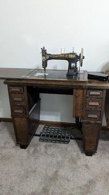 White Rotary Sewing Machine in Original Table 