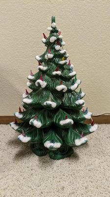 21.5" Flocked Ceramic Christmas Tree