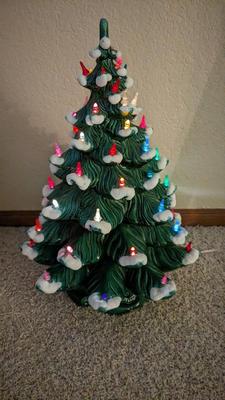 21.5" Flocked Ceramic Christmas Tree
