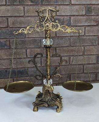 Hollywood Regency Mid Century Bronze Cast Metal and Glass Scale