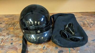 Riding Helmet and Sunglasses