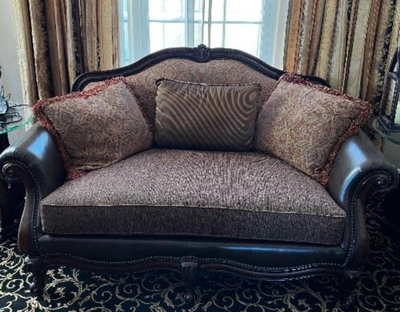 Fabric & Leather Loveseat from Raymour and Flanigan