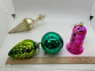 Mixed Lot of Christmas Holiday Ornaments Glass and Plastic