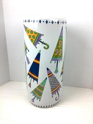 900 Piero Fornasetti Style Hand Painted Ceramic Umbrella Stand