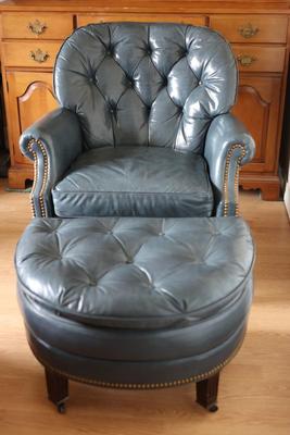 Hancock & Moore Leather Chair and Ottoman