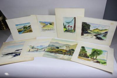 Vintage 1970's Original Artwork Scenery Landscape Watercolor Mix Media Sketches Collection