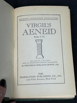 Antique Virgil's Aeneid Books I-VI Hard Cover Students Interlinear Translations Latin to English Book