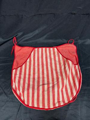 Vintage Red and White Waist Tie Half Apron Cloth Bag with Wooden Clothes Pins