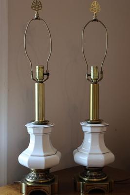 STIFFEL Company Porcelain Brass Lamps (2)