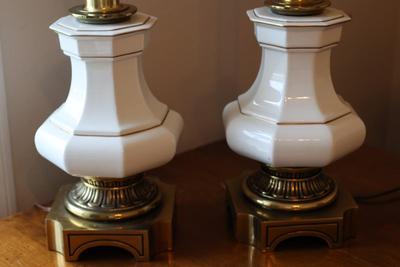 STIFFEL Company Porcelain Brass Lamps (2)