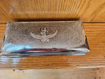Sterling silver and wood Trinket Box Made in Thailand