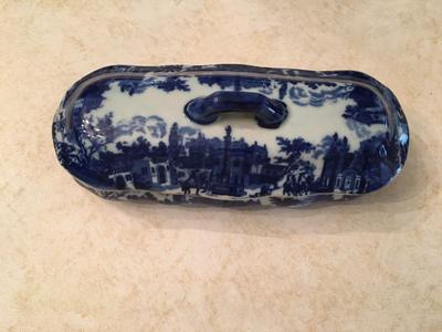 Vintage Victoria Transferware ironstone trinket box Flow Blue