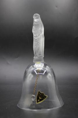 Vintage Bayel Cristallin France Clear Glass Frosted Handle Newly Wed Bell