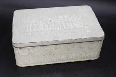 Vintage MId Century Holland Collectible Food Biscuit Tin with Cute Designs