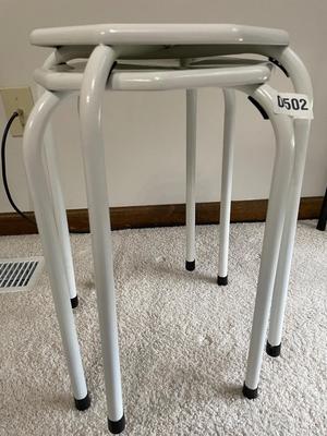 2 White Stacking Stools