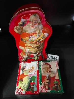 Santa Tin with 2 Decks of Playing Cards