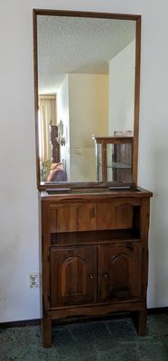 Wood Cabinet and Mirror