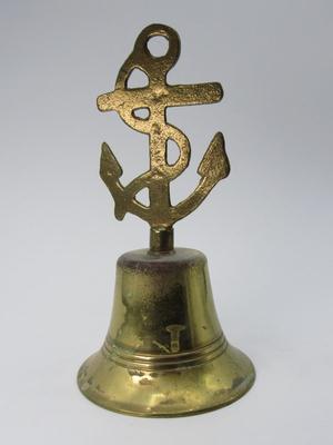 Vintage Brass Nautical Tied Off Anchor Designed Handle Made in England Bell