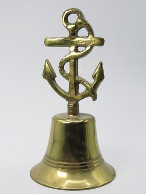 Vintage Brass Nautical Tied Off Anchor Designed Handle Made in England Bell