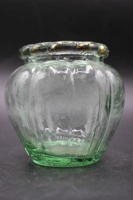 Small Vintage Simple Light Green Clear Glass Display Jar