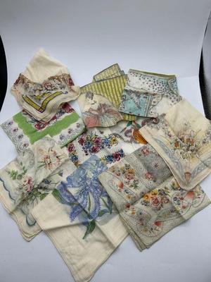 Mixed Lot of Vintage Dainty Fine Fabric Ladies Hankies