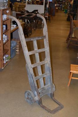 Antique Wood and Cast Iron Hand Truck 2 Wheel