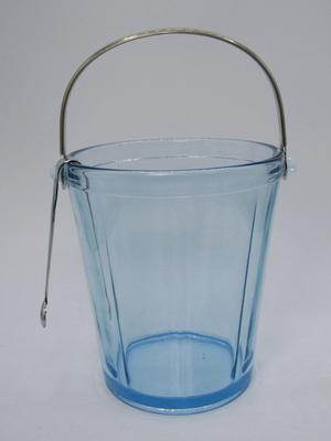 Vintage Fostoria Ice Bucket with Detachable Handle Pale Icy Blue Glass