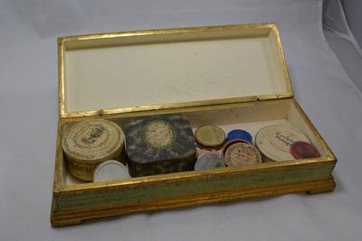 Vintage Gabbanini Trifles Vanity Box Full of Vintage & Antique Makeup Applicators and Containers