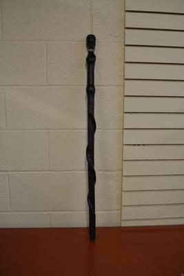 Hand Carved Snake and Head Wood Walking Stick Kenya 36.5"