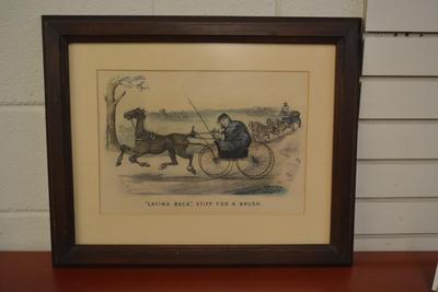 Currier & Ives Print "Laying Back" Framed & Matted 21.5"x17.5"
