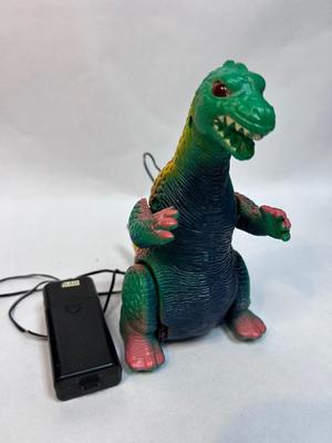 Retro Radio Shack Remote Controlled Plastic Moving Godzilla Battery Operated Wired Toy