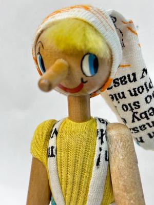 Vintage Made in Poland Wooden Boy Pinocchio Doll