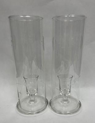 Pair of Princess House Heritage Collection Cylinder Hurricane Lamp Candle Holders
